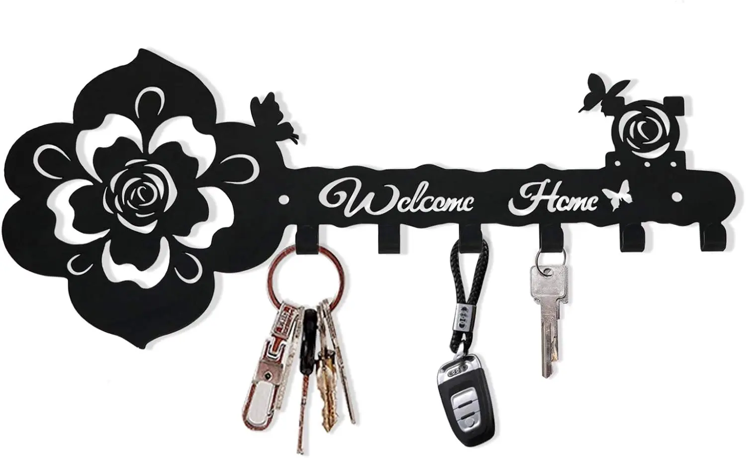 

Крючки для ключей, настенный декоративный держатель для ключей, домашний декор, Черная Вешалка для входа, добро пожаловать в дом, вешалка для ключей, настенные вешалки