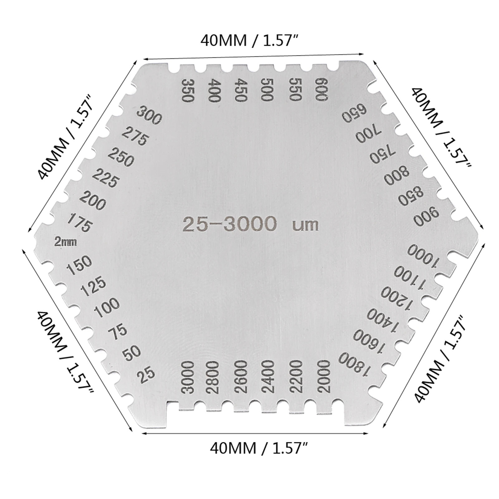 Comb Gauge Stainless Steel wet film Comb Wet Film Gauge High Precision Stainless Steel Wet Film 25-3000um Thickness Thickness Gauge Wet Film Thickness Gauge
