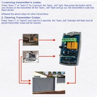 433.92MHz Universal Garage Door Receiver Remote Control Controller Switch 12V 24V 110V 220V 230V Relay 2CH Momentary Toggle - Image 2