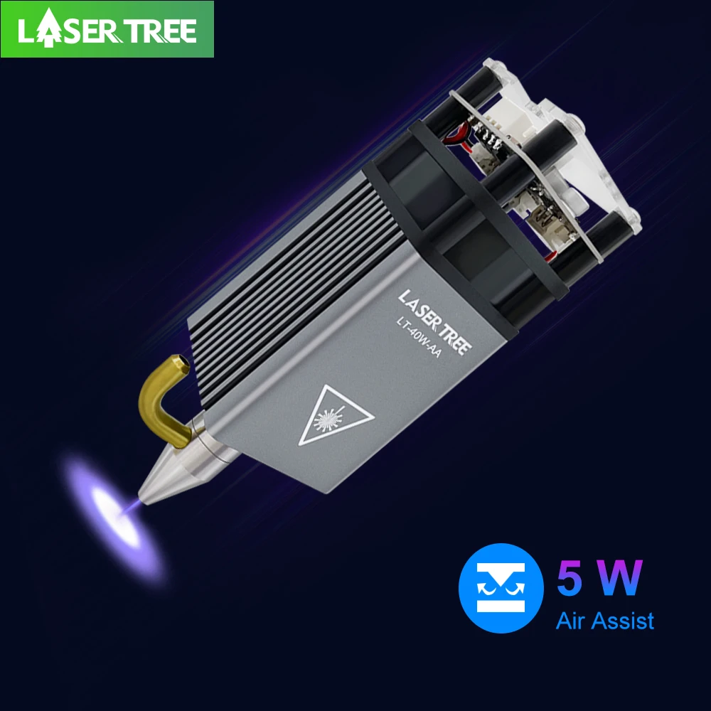 LASER TREE 5W Optical Power Laser Module with Air Assist Laser Head 450nm TTL Blue Light for Engraver Cutting Wood DIY Tools