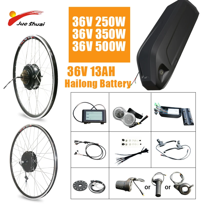 

20" 24'' 26'' 700C 36V 250-500W Front Motor Wheel Front Electric Wheel Motor Conversion Kit e-Bike Kit with 13ah Hailong Battery