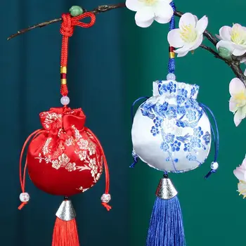 핸드메이드 빈티지 자수 향 주머니, 중국 스타일 빈 가방, 보석 보관 가방, 행운의 술 드로스트링 가방 상품 이미지