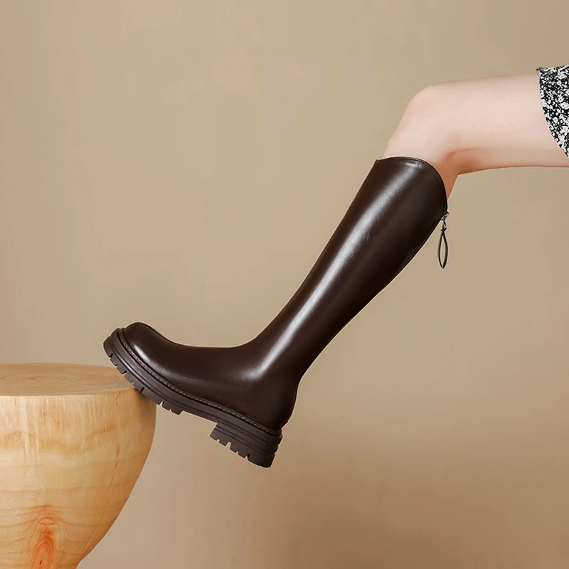 New Woman Knee High Boots Fashion Zippers Ladies Elegant Thick Bottom Long Boots Shoes Winter Women's Boots