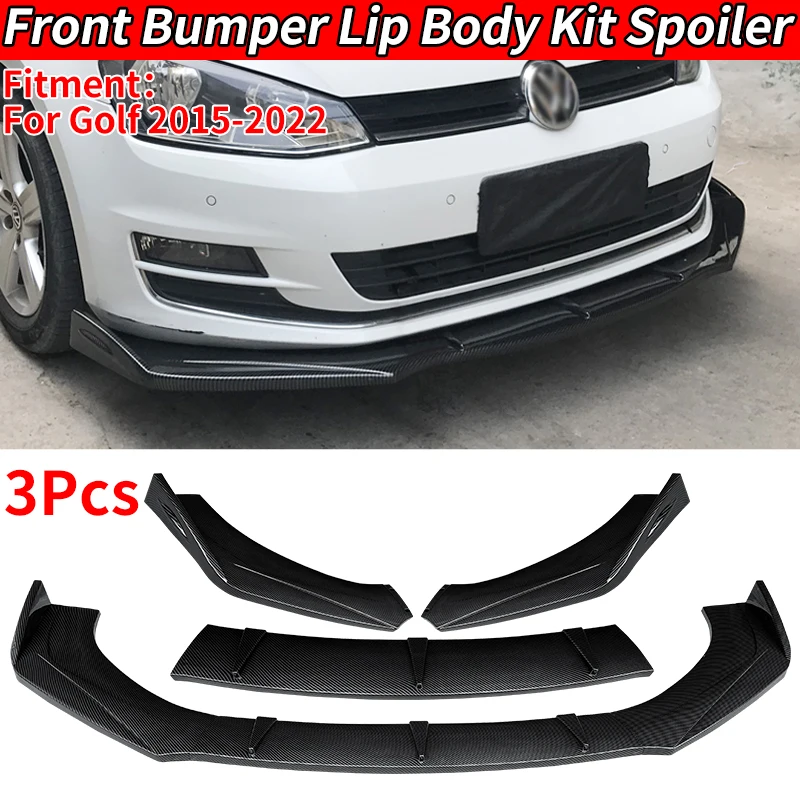 

3Pcs Car Body Kit Front Shovel Duck Lip Bumper Chins Diffuser For VW Golf MK7 MK7.5 GTI R GTD 2014-2019 Spoiler Splitter