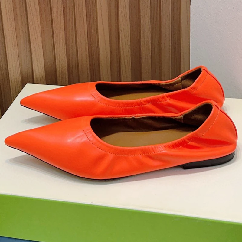 

Female Loafers 2023 Autumn New Comfortable Foot Feel Pointed Toe Leisure Shoes Lightweight Genuine Leather Casual Shoes