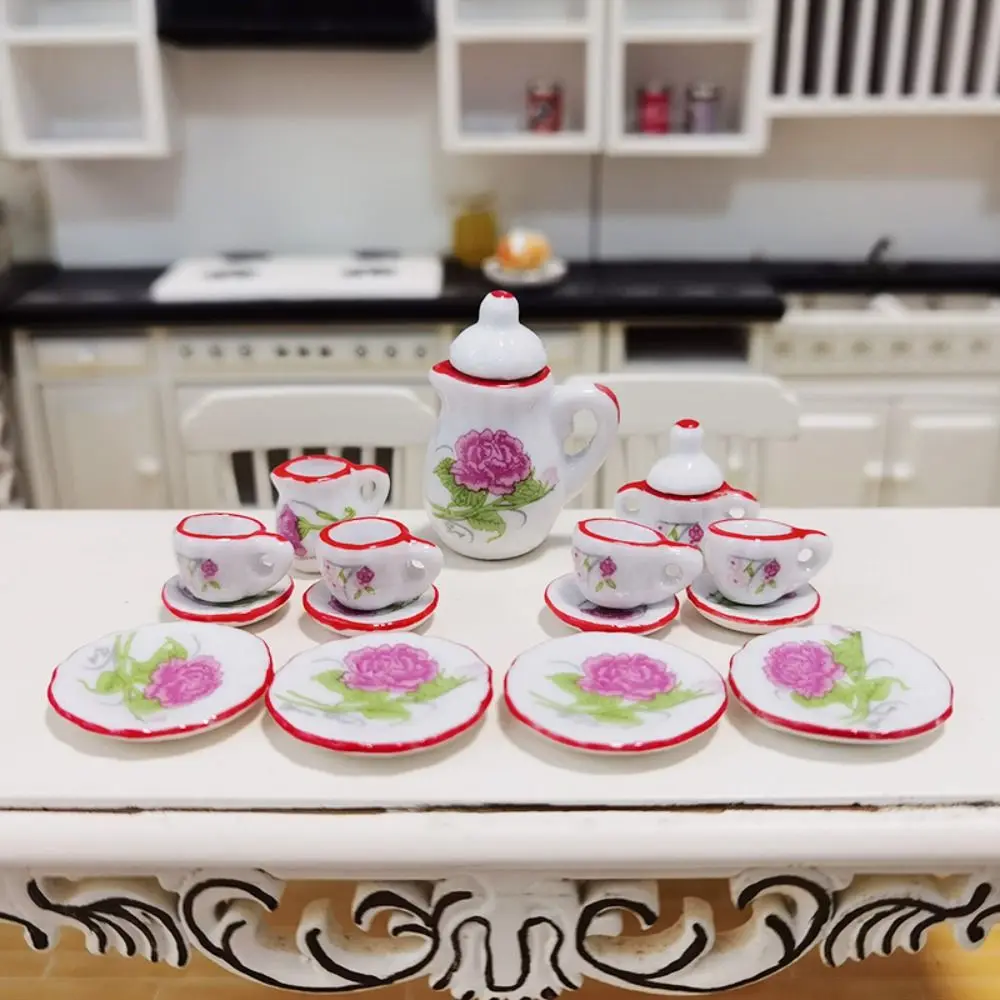 Ceramic Mini Tea Set for Dollhouse Accessories