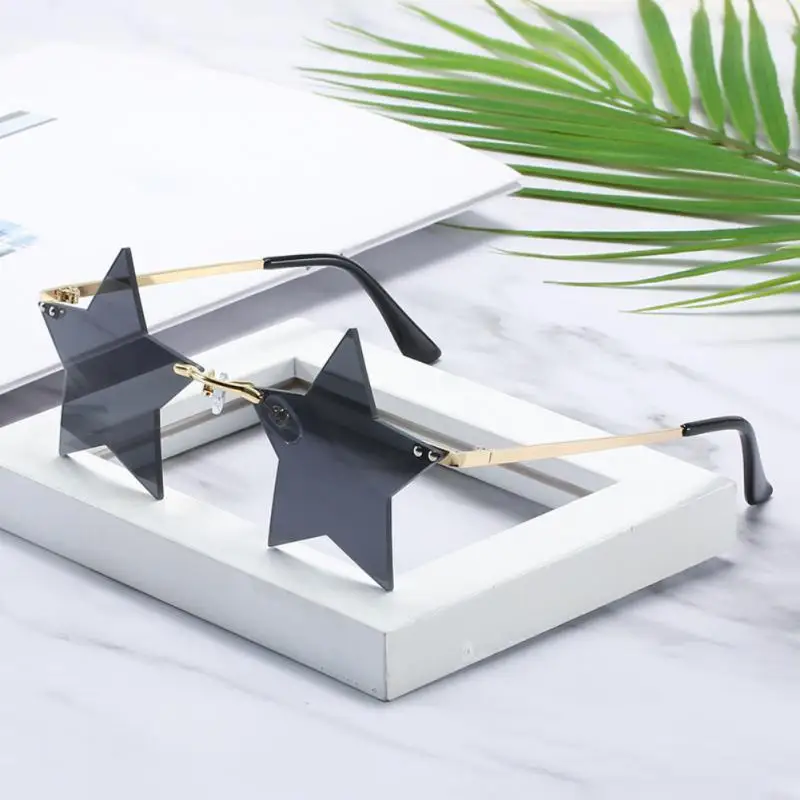 

Rimless Star Shape Sunglasses Trendy Sun Glasses Party Glasses Funny Pentagram Eyewear Christmas Decoration Eyeglasses