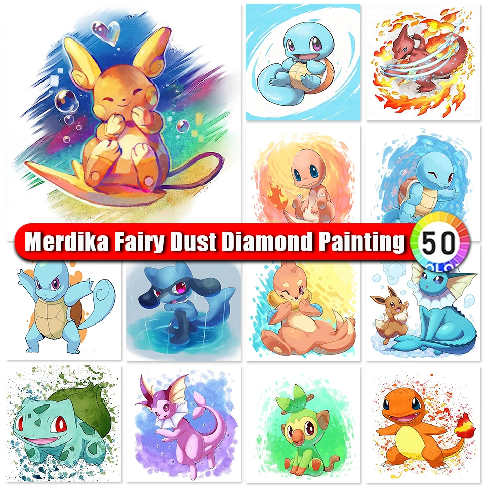 

Merdika Fairy Dust Diamond Painting Pokémon New Collection 2024 Full Diamond Embroidery Anime 5D DIY Kits Home Decor Kids Gifts