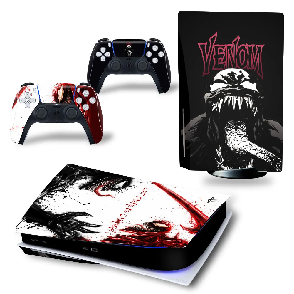 Marvel Venom PS5 Disc Edition Skin Sticker Cover Decal for PlayStation 5 Console and 2 Controllers PS5 Disc Skin Sticker Vinyl 