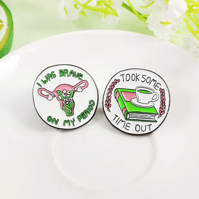 

Fashion creative flower womb TOOK SOME TIME OUT trendy alloy brooch combination