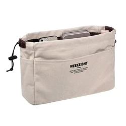 Drawstring Canvas Multi - Pocket Portable Travel Organizer Bag (1/2pcs) - L (Beige)