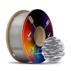 Premium Silver Shiny Silk PLA 3D Printer Filament - Glossy Smooth Surface, 200g Spool (Silver - 200g)