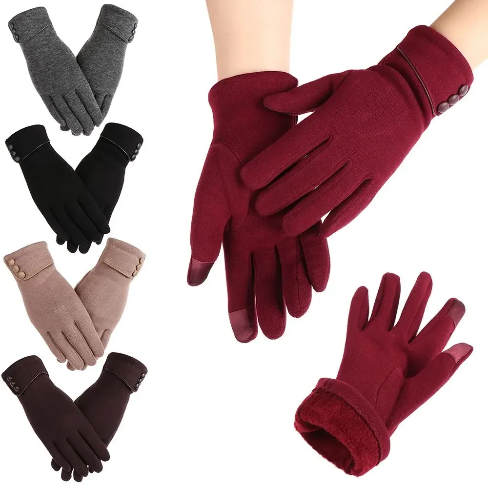 Touch Screen Winter Women Gloves Velvet Thicken Warm Mittens Thermal Driving Ski Windproof Gloves