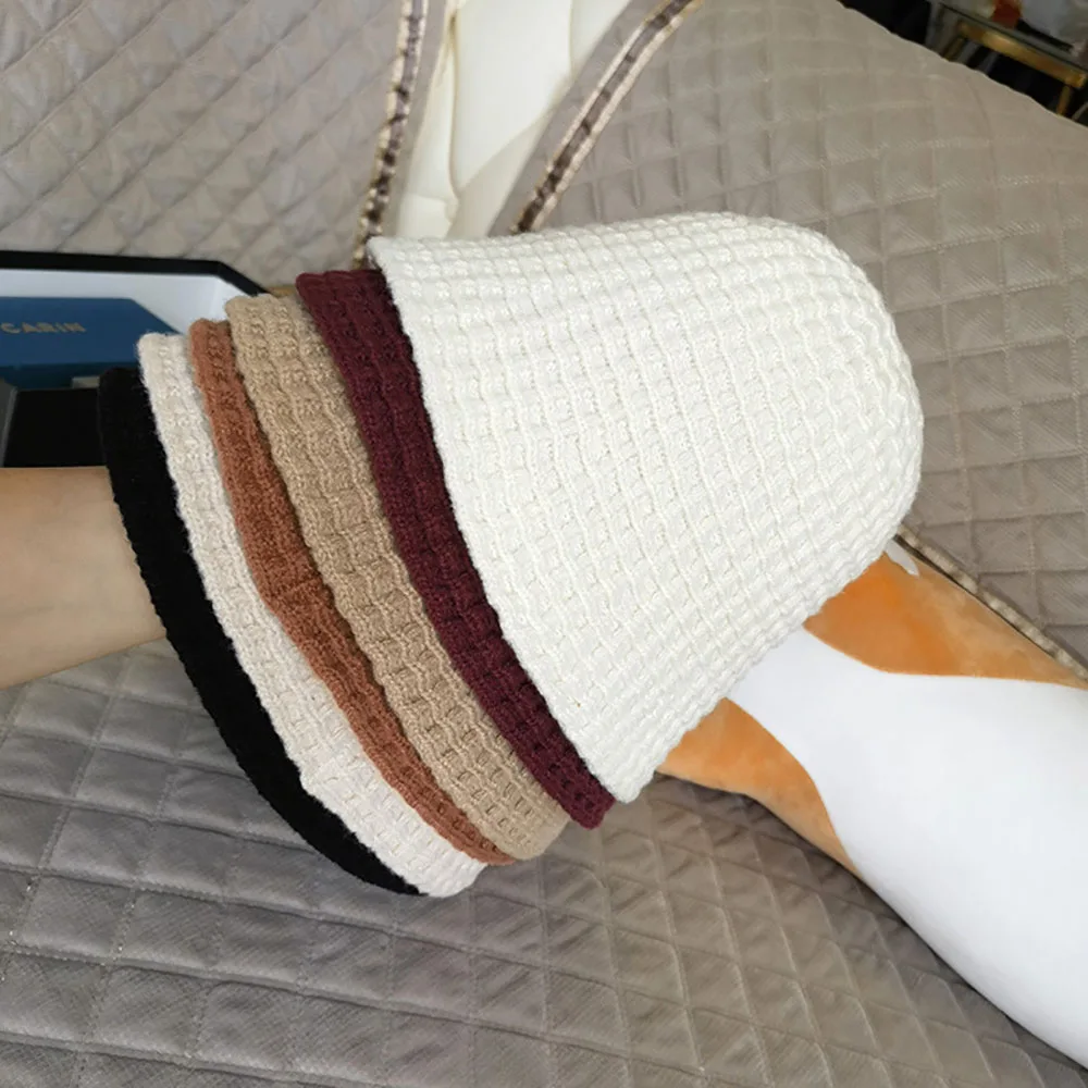 Japanese Knitted Fisherman Hat Women's Autumn Versatile Bucket Hat Korean Edition Trendy Round Face Suitable for Warm Bowl Hat