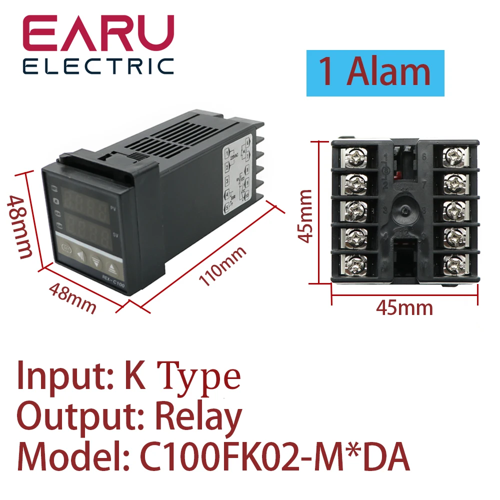 PID-Temperaturregler REX-C100 Mit SSR 40 A Und Typ-K-Thermoelement – 100–240 V AC, 0–400 °C, Für Öfen, Inkubatoren Und Spritzguss