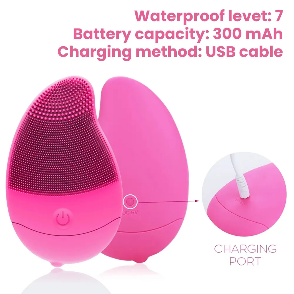 Facial Cleansing Brush New Electric 6 Gears Massage Silicone Waterproof Facial Cleaning Brush Exfoliator Skin Care Face Mini Portable Sonic Vibration