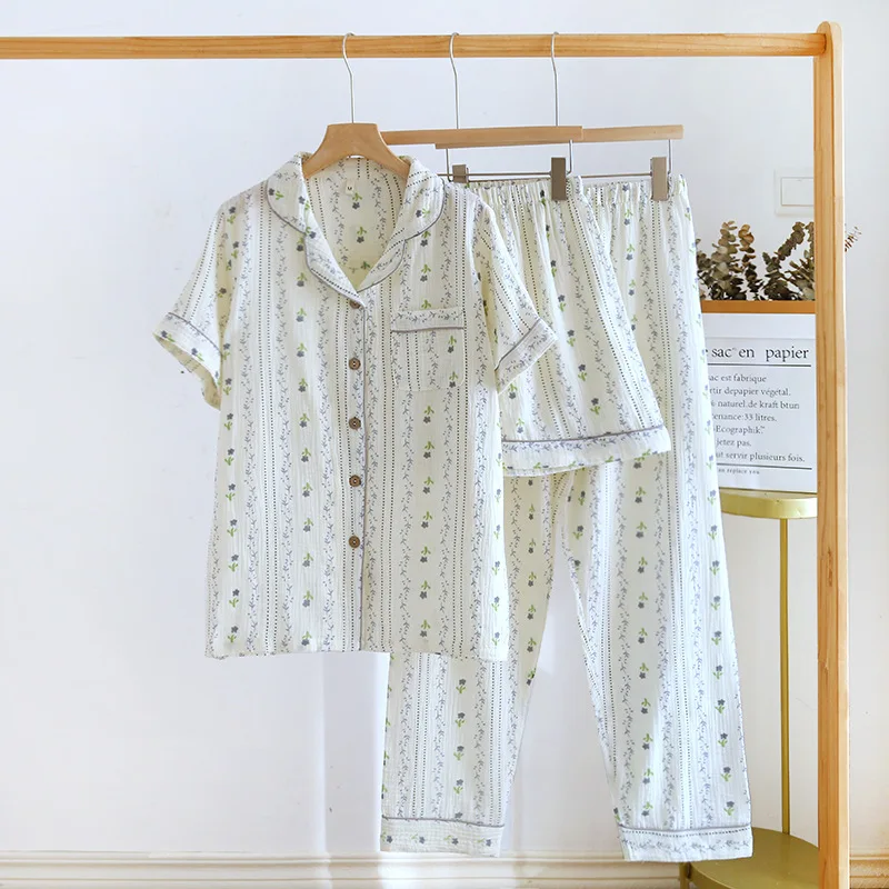 Short Sleeves Sleepwear Women 3 Piece Set Outfit Trousers Sets Summer Pajamas Shorts Pijama Mujer Conjunto Femininos Roupas