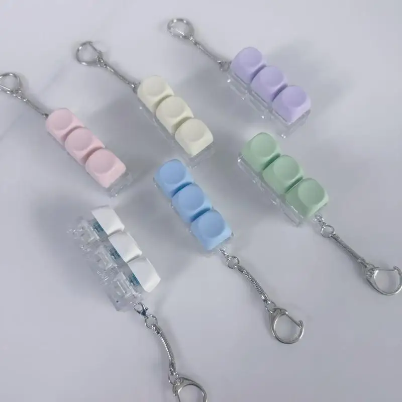 【AD】LED 버튼 키캡 키체인 마카롱 색상 4키 키보드 감압 장난감 DIY 키보드 키체인 장난감 스트레스 해소용
