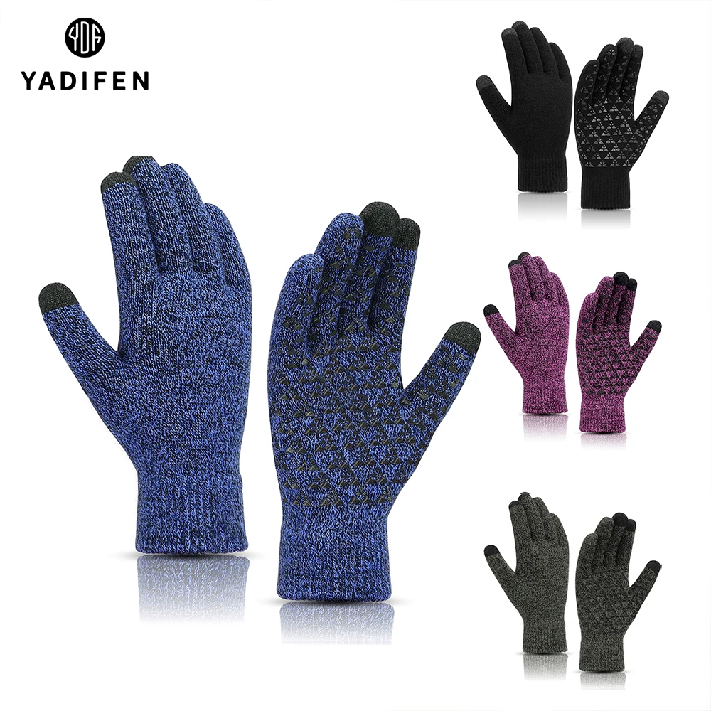 Winter Warmth Anti-slip Gloves for Adults Men's and Women's Thermal Knit Touchscreen Gloves Driving Cycling Skiing Touch Gloves