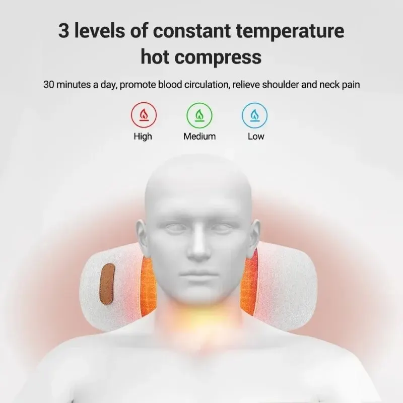 Electric Heating Vibration Neck Massage Pillow Shiatsu Kneading Cervical Massager Deep Tissue Waist Support Sleep Massage Pads