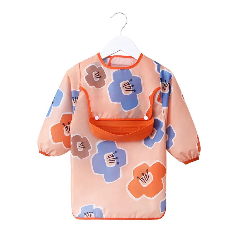 

Baby Cartoon Bibs Cute Colorful Bibs For Boys Waterproof Infant Eating Children Drawing Long Sleeve Apron Girls Self Feeding Bib