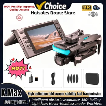 Nuovo Drone Pieghevole Kmax con Schermo da 4,5 Pollici, Videocamera 8K, Posizionamento Ottico, Evitamento Ostacoli, Motore Brushless