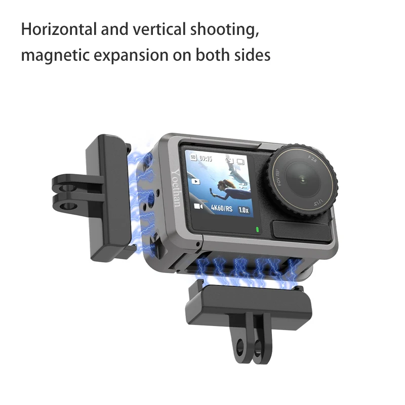 Yoethan Metal Cage for DJI OSMO ACTION 5Pro 4 3 Full Protective Frame Case Quick Release Cold Shoe 1/4 Hole Foldable aluminum 2