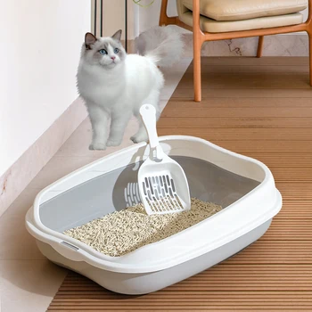 Large Semi-Enclosed Cat Litter Box 1
