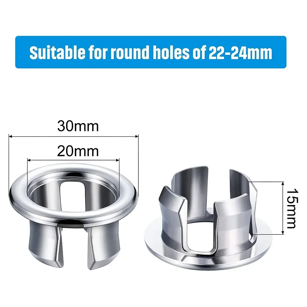 Bathroom Hole Washbasin Trim Sink Overflow Cover Ring Insert Replacement Chrome Hole Round Drain Cap Accessory 1/2/4PCS sink overflow cover bathroom sink overflow cover