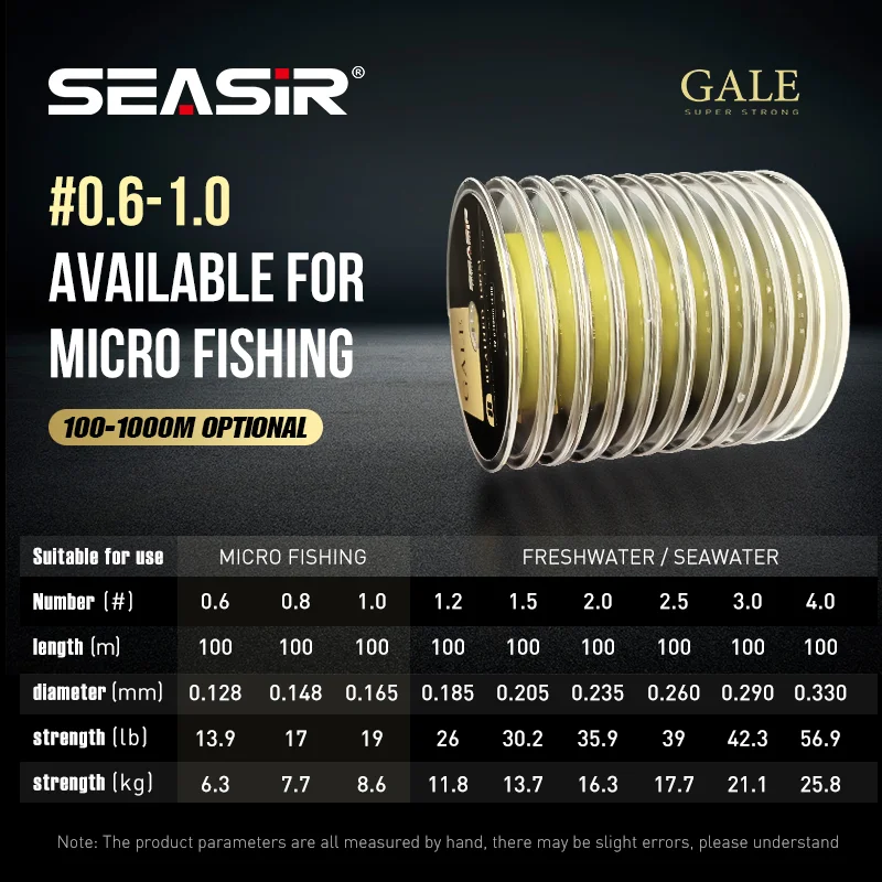 SEASIR GALE 8 Geflochtene Micro Fishing Pe Line 100-100 0m x 8