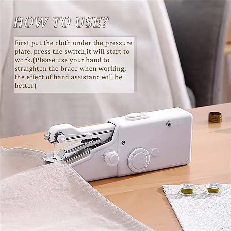 Mini Portable Handheld Sewing Machine Stitch Sew Needlework Cordless Clothes Fabrics Electric Sewing Machine With Kit Accessorie 5