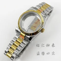 Fluted Curved High-Quality Waterproof Sapphire Watch Bracelet for 36MM Case NH35 NH36 (NO.6 Glass Back B)
