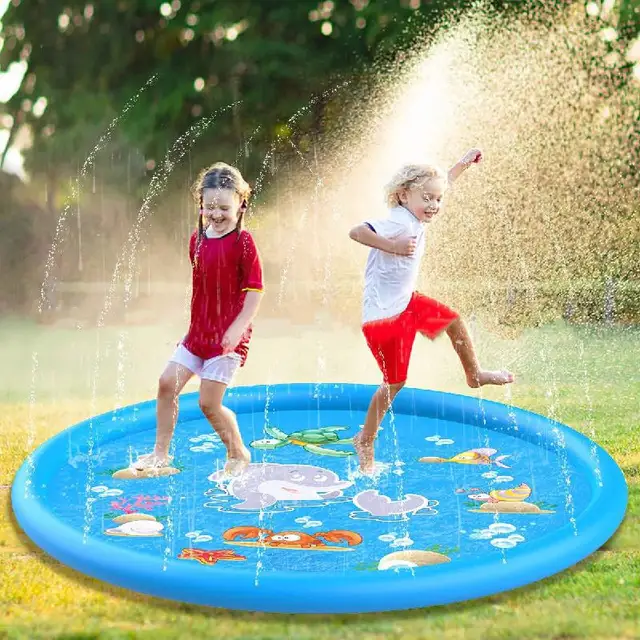 New 200cm Summer Children's Outdoor Fun Toys Beach Inflatable Spray Water Pad Lawn Baby Round Play Mat Garden Swimming Pool 1