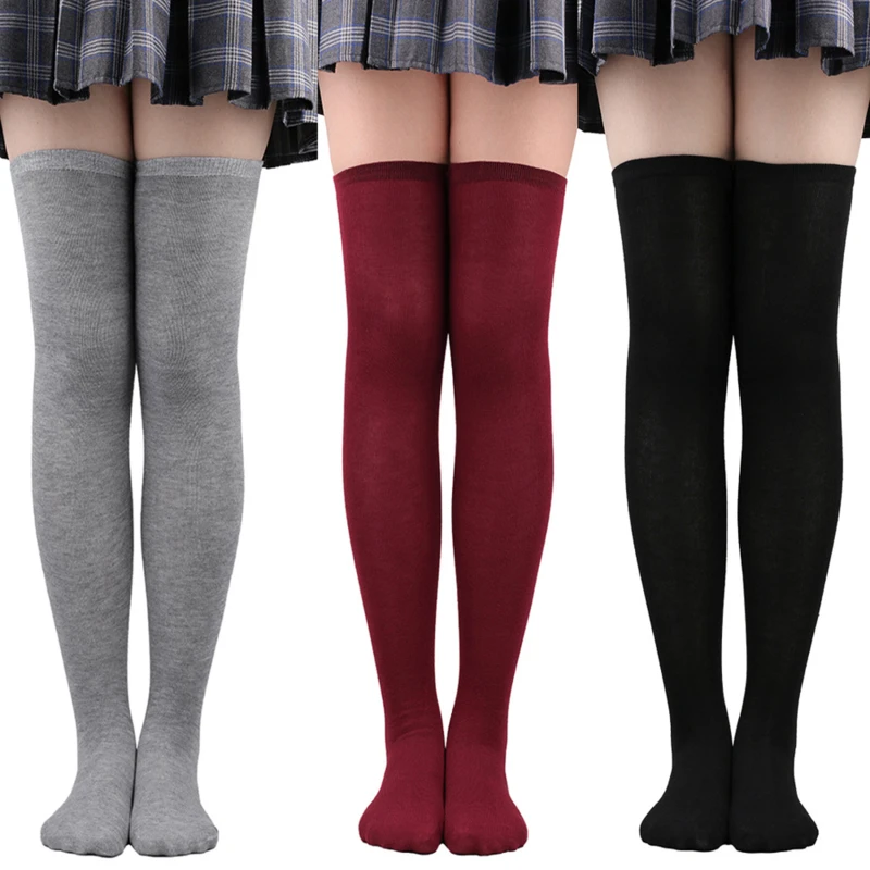 Chic Black/White Striped Over Knee Thigh High Socks