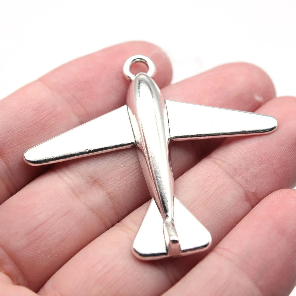 

2pcs 46x52mm Antique Silver Color Airplane Charms Pendants Jewelry Making DIY Jewelry Findings Handmade Craft Accessories