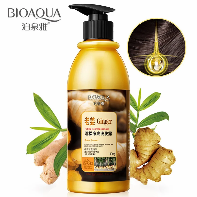 

BIOAQUA Ginger Moisturizing Shampoo Men and Women Oil Control Anti-dandruff Anti-itch Shampoo Repair Dry Shampoo Hair Care 400ml