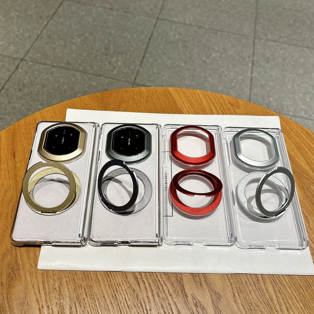 Magnetic Transparent Phone Case With Metal Rotating Ring Stand_voghion.com