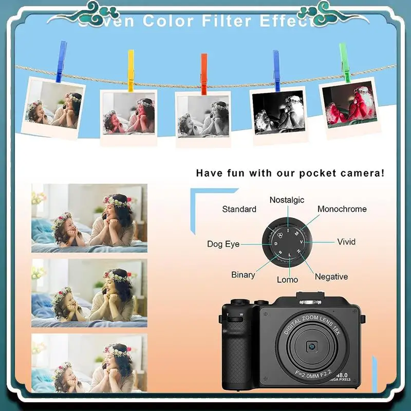 3In IPS Screen Digital Camera HD Digital Camera For Photography, Dual Cam Front And Rear With Autofocus Face Detect