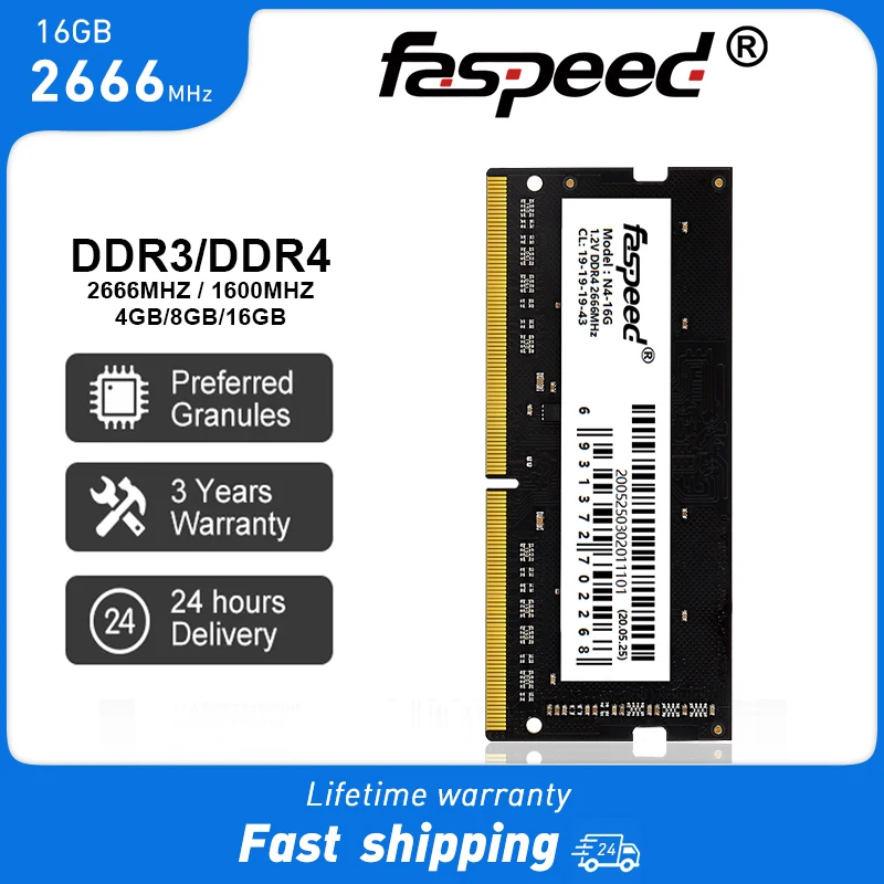 

Faspeed DDR4 DDR3 4GB 8GB 16GB 32GB 64GB Memoria Ram 2400mhz 2133 2666mhz 3200mhz Sodimm Notebook High Performance Laptop Memory