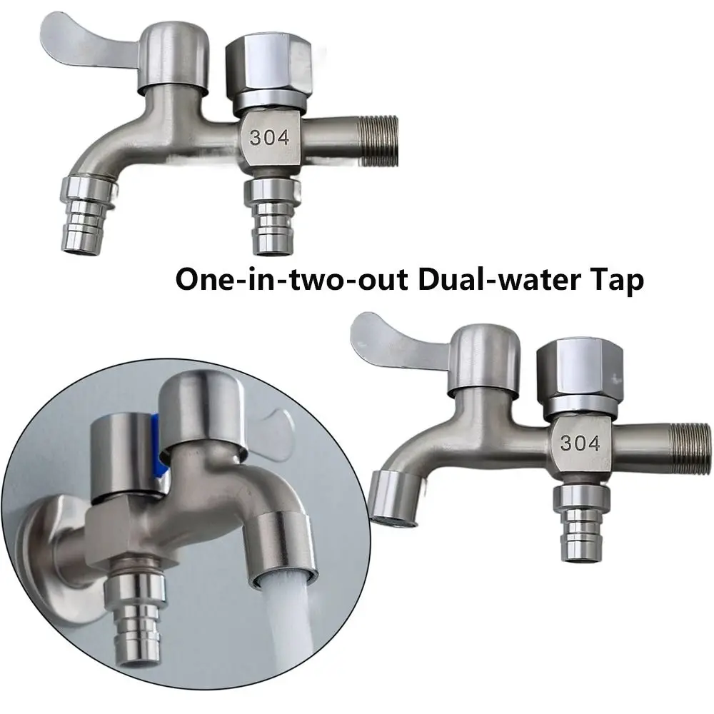 Garden Bibcocks Washing Machine Faucet Water Tap Faucet One-in-two-out Mop Pool Faucet Dual-water Tap Expansion Faucet for Washing Machine Outdoor Garden