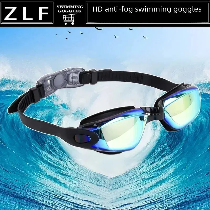 Lunettes de natation pour adultes, haute définition, anti-buée, galvanisées, colorées, lentille PC