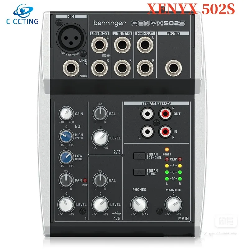 Behringer Xenyx 502S Mixer Analogico A 5 Ingressi Premium Con Interfaccia Di Streaming Usb Per Streaming,Podcasting E Registrazione