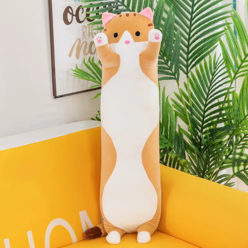 Seat Cushion Plush Cushion Decorative Cushion Plush Pillow Throw Pillow Fashion Cute Cat Sleep Long Plush To Send Children Knee Pillow Almofada Coussin Birthday Gift Cojines Decorativos Seat Cushion