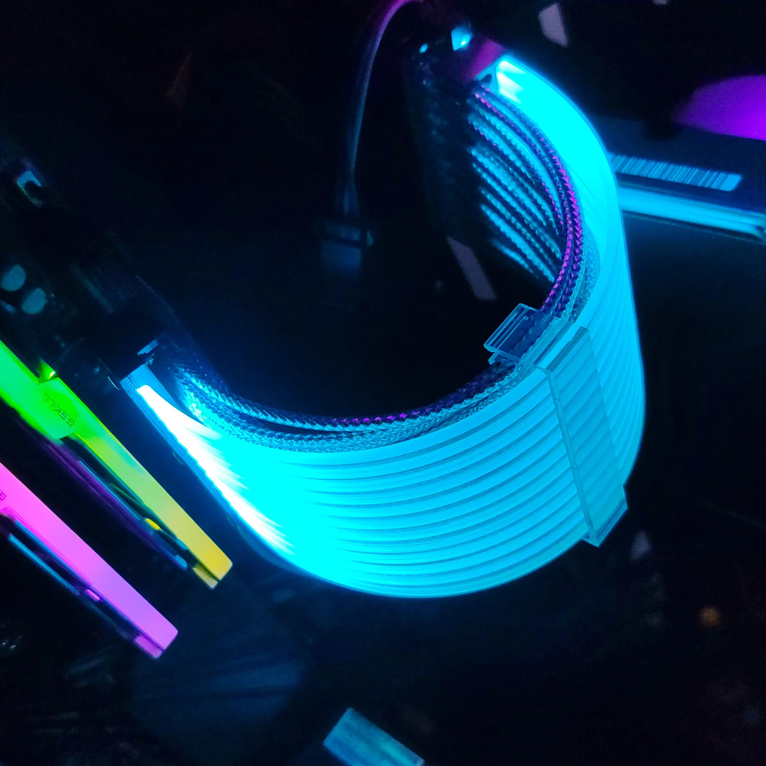 Fonte de Alimentação Cabo de Extensão 24pin Argb Sincronização Linha de Néon para Itx Matx Atx Suporte Asus Aura Sync Gigabyte Rgb Fusão Case do Computador Decoração - Imagem 5