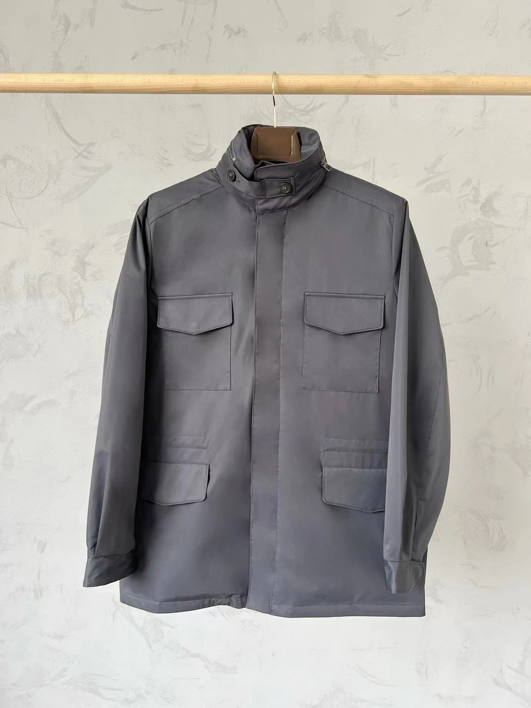 Traveler Cashmere Lined Pocket Coat Casual Windbreaker Jacket Men Removable Hood 3