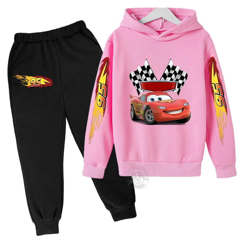 Kids Clothing Set Disney Lightning McQueen Printed Hoodie Pants Children Sports Suit Autumn Gift