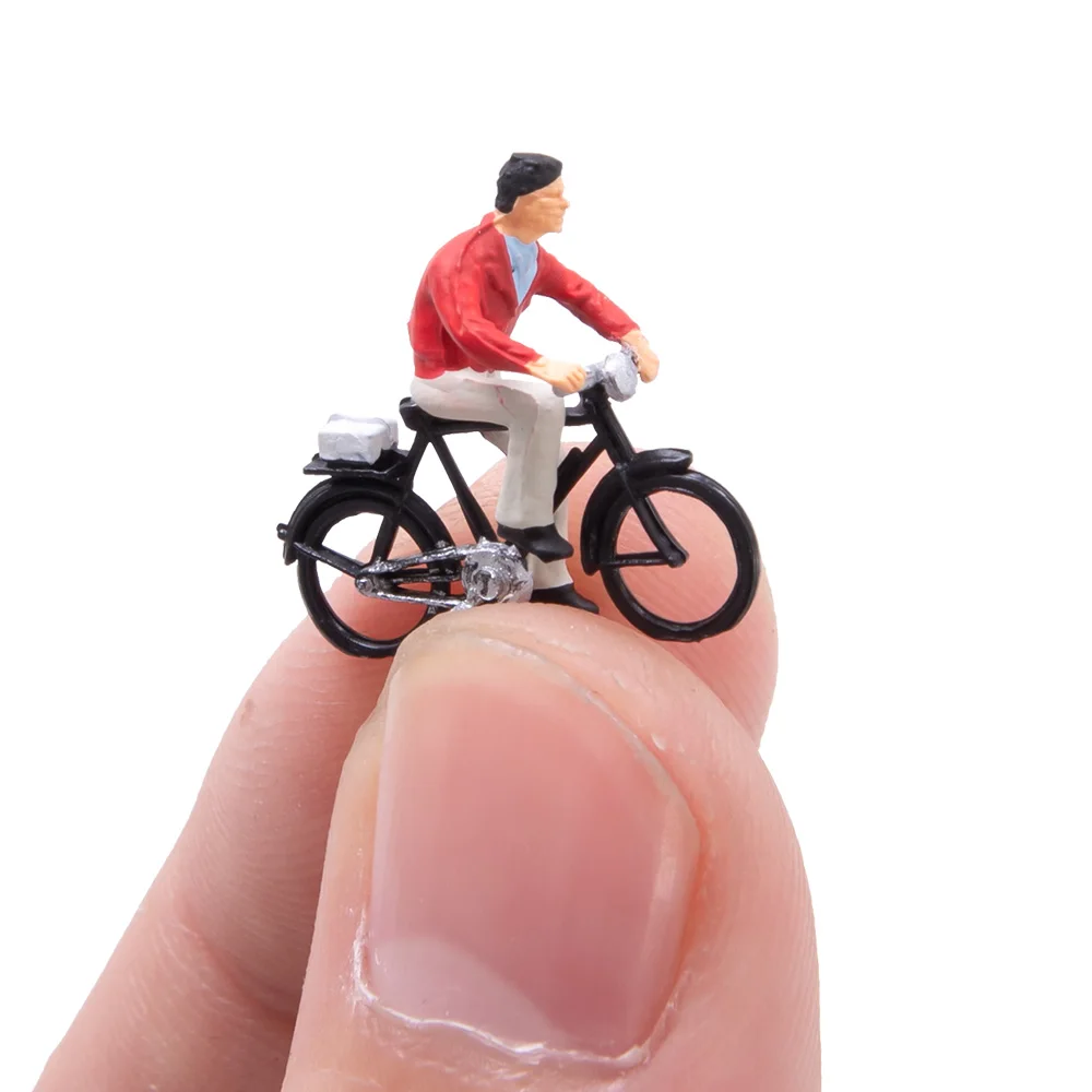 1pc/2pcs/6pcs Ho Scale 1:87 Miniature Cyclist Rider Figures Model ABS Painted People Architecture Building Layout Random Types 3