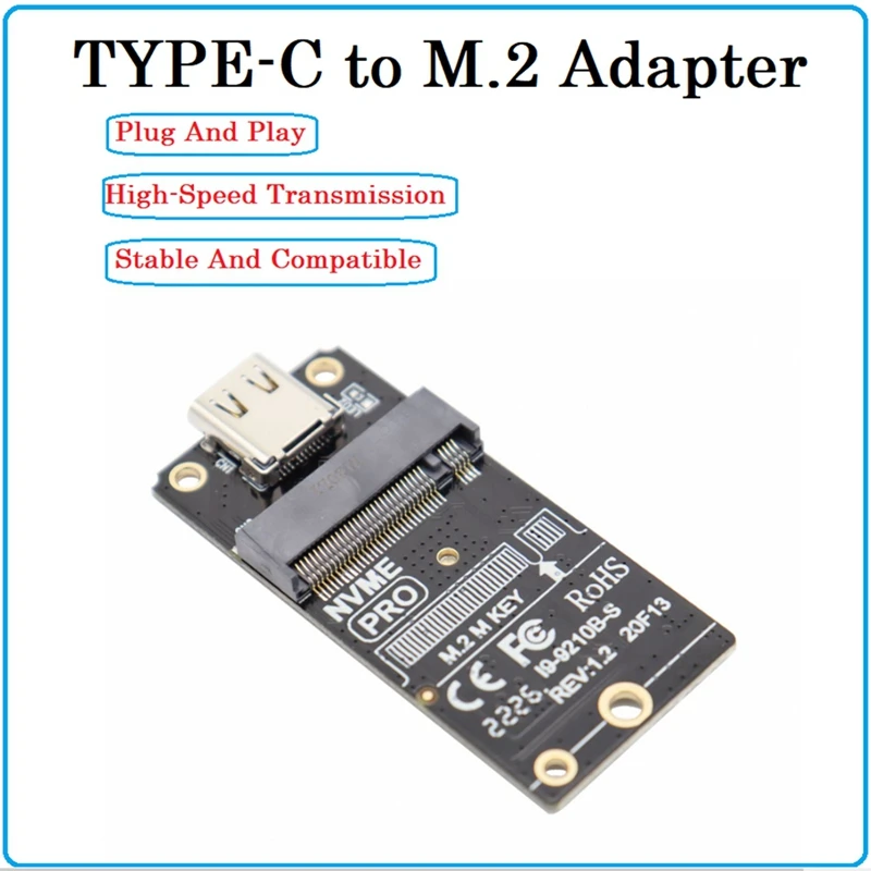

TYPE-C To M2 Nvme Enclosure M.2 To USB 3.1 Type-C Adapter Card Support M2 SSD 2230/42/60/80