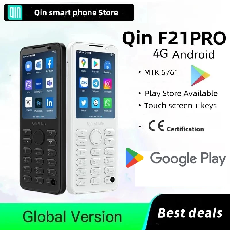 Google Play Store New Qin F21 Pro Smart Touch Screen Phone 2.8 Inch 3GB + 32GB / 4GB 64GB Bluetooth 5.0 qin f21 pro smart touch screen phone wifi 5g 2 8 inch 3gb 32gb bluetooth 5 0 480 640 duoqin global version 2120mah android phone