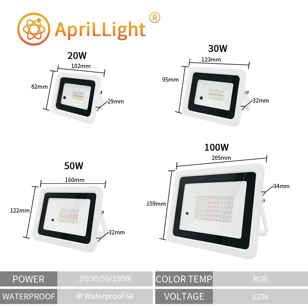 LED RGB Spotlight IP68 Waterproof Outdoor Lighting 20W 30W 50W 100W Remote Control Light Color Garden Decoration Floodlight